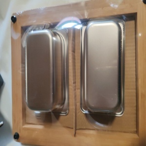 Tocator din Lemn Natural de Bambus, Orient, 2 Recipiente de Detasabile din Otel Inoxidabil, 38.5 x 30 cm, Resigilat, Grad A - Img 6