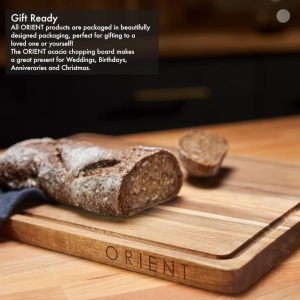 Tocator din Lemn Natural de Salcam, Orient, Canelura pentru scurgerea sucului, 40.5 x 30.5 cm, Resigilat, Grad A - Img 2