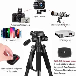 Cumpara Trepied pentru aparatul foto DSLR Canon Nikon Joilcan, negru, aluminiu, 165 cm de la Chilipirul-zilei în rate, cu cardul sau plata la livrare