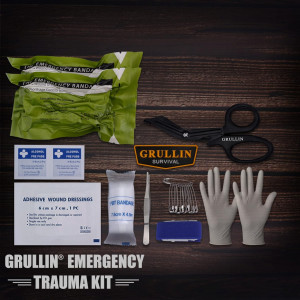 Trusa de prim ajutor/supravetuire GRULLIN, metal/plastic/textil, multicolor, 41 piese
