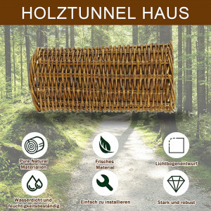 Tunel de salcie pentru animale mici GREENKING, lemn, maro, 15 x 32 cm - Img 6