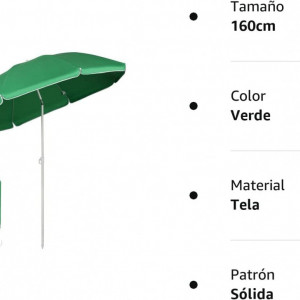 Umbrela de protectie solara Sekey®, verde, poliester, UV20+, 160 cm - Img 3