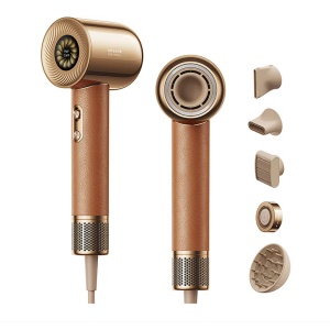 Uscator de par Dreame Miracle AHD9, 1600W, viteza aer max.70m/s, 2 trepte flux aer, 4 setari temperatura, 5 accesorii incluse, maro/auriu, Resigilat, Grad A