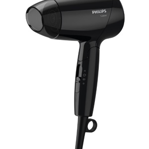 Uscator de par Philips EssentialCare BHC010/10, 1200 W, 3 setari temperatura, maner pliant, Negru, Resigilat, Grad A - Img 1