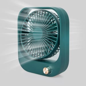 Ventilator de birou cu baterie Ainseala, ABS, verde, 2000 mAh, 3,5 W,  17,2 x 20,8 x 6,5 cm