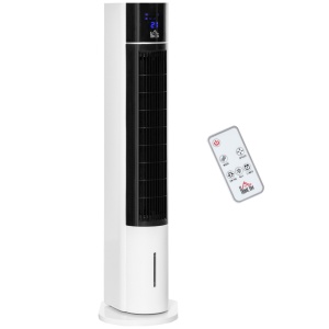 Ventilator racire evaporativa Re-Bloom, ABS, 33x26x105 cm, 3 viteze, telecomanda, rezervor 3L, 60W, 20 m², alb/negru - Verificat A · Re-Bloom