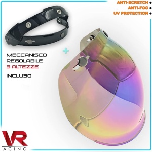 Vizor universal cu 3 butoane si sistem de ridicare/coborare pentru casca motocicleta VRacing , policarbonat, multicolor