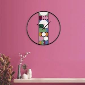Wallxpert ceas de perete decorativ, 95% otel/5% MDF, 62x62 cm, mecanism silentios, baterie AA, multicolor - Verificat A · Re-Bloom - Img 2