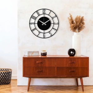 Wallxpert ceas de perete decorativ, metal 100% grosime 1.2mm, 48x48 cm, mecanism AA, negru - Verificat A · Re-Bloom - Img 4