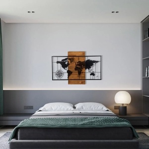 Wallxpert decor de perete 85x58 cm, metal 100% grosime 1.2mm, cadru lemn 3cm, negru si nuc - Verificat A · Re-Bloom - Img 2