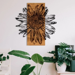 Wallxpert decor de perete metal/lemn, 56x58 cm, metal 1.2mm + cadru lemn 3cm, negru/nuc - Verificat A · Re-Bloom - Img 2
