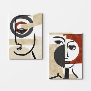 Wallxpert set 2 tablouri decorative canvas, 2x50x70 cm, dimensiune totala 110x70 cm, panza 100%, cadru lemn 100%, multicolor - Verificat A · Re-Bloom