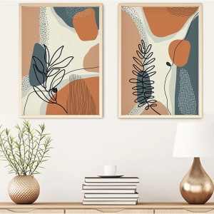Wallxpert set 2 tablouri decorative cu rama, 2x50x70 cm, MDF 3mm, cadru lemn masiv 2.5 cm, multicolor - Verificat A · Re-Bloom
