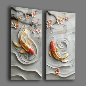 Wallxpert set 2 tablouri pe sticla securizata, 2x35x70 cm, dimensiune totala 73x70 cm, sticla 100% grosime 4mm, imprimare UV, multicolor - Verificat A · Re-Bloom - Img 3