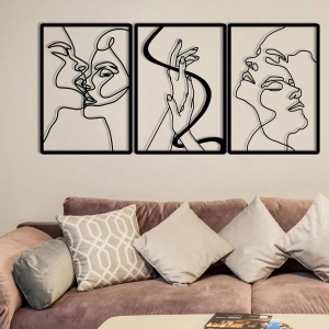Wallxpert set 3 piese decor de perete 109x50 cm, metal 100% grosime 1.2mm, negru - Verificat A · Re-Bloom - Img 3