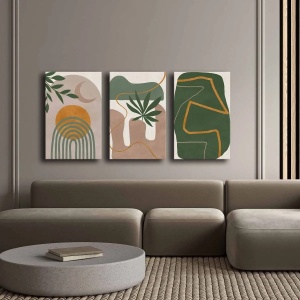 Wallxpert set 3 tablouri decorative canvas, 3x45x70 cm, dimensiune totala 145x70 cm, panza 100% 2.8mm, rama lemn pin 100%, multicolor - Verificat A · Re-Bloom