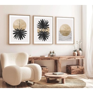 Wallxpert set 3 tablouri decorative cu rama, 3x50x70 cm, MDF 3mm, cadru lemn solid 2.5 cm, multicolor - Verificat A · Re-Bloom - Img 2