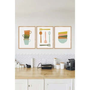 Wallxpert set 3 tablouri decorative inramate, 3x33x48 cm, MDF 100%, cadru lemn masiv 2 cm, imprimare digitala, multicolor - Verificat A · Re-Bloom - Img 2