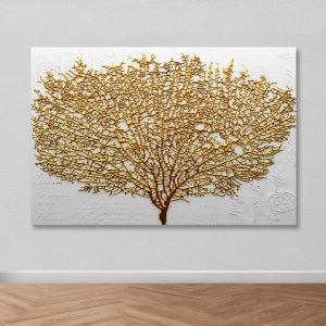 Wallxpert tablou decorativ canvas, 100x140 cm, panza 100%, rama lemn 100% grosime 3-4 cm, carlige preinstalate, alb/auriu - Verificat B · Re-Bloom