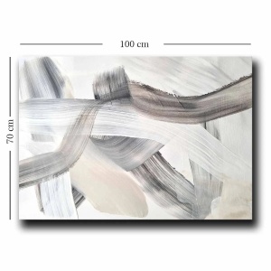 Wallxpert tablou decorativ canvas, 70x100 cm, panza 100% grosime 2.8mm, rama lemn pin 100% grosime 22mm, bej/alb/negru - Verificat A · Re-Bloom - Img 4