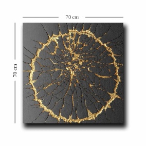 Wallxpert tablou decorativ canvas, 70x70 cm, panza 100% grosime 2.8mm, rama lemn pin 100%, negru/auriu - Verificat A · Re-Bloom - Img 3