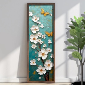 Wallxpert tablou decorativ inramat, 40x120x3.5 cm, MDF 3mm, cadru lemn pin 100%, imprimare UV, format panoramic, multicolor - Verificat A · Re-Bloom