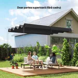 Acoperis retractabil pergola Re-Bloom, poliester, 286x245 cm, protectie UV30+, gri inchis - Verificat A · Re-Bloom - Img 3