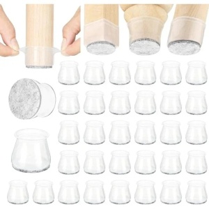 Aneaseit set 32 protectii picioare scaune/masa, silicon/fetru, universale, 38mm, Transparent - Verificat A · Re-Bloom