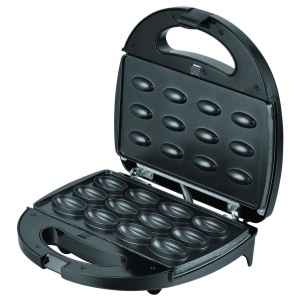 Aparat de facut prajituri sub forma de nuci Heinner Dessert HNM-750BKS, Putere 750W, Capacitate 12 buc., Placi detasabile cu invelis neaderent, Negru/Argintiu - Img 1