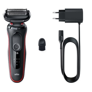 Aparat de ras electric Braun Series 5 51-R1000s Wet&Dry, AutoSense, Easy Clean, Easy Click, 3 elemente de taiere, Rosu/Negru, Resigilat, Grad B