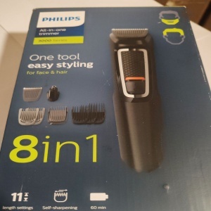 Aparat de tuns barba si parul 8 in 1 PHILIPS MG3730/15, Lame cu ascutire automata, Acumulator, 2 piepteni pentru aspect nebarbierit, 1 pieptane ajustabil pentru barba, 3 piepteni pentru par, Negru, Resigilat, Grad A - Img 2