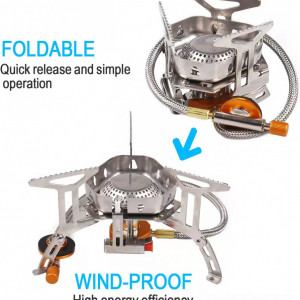 Aragaz de camping Ndaabaer, aliaj de aluminiu/otel inoxidabil/cupru, argintiu, 15 x 8 cm - Img 2