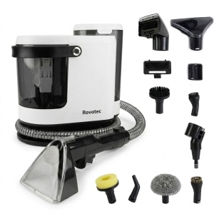 Aspirator cu Spalare si Abur Rovotec EASY WASH, 1700W, Curatare cu apa rece/calda, Abur, 9 accesorii, 15K Pa, Autocuratare, Eliminare Bacterii, Acarieni, Canapea, Mocheta, Geamuri, Bucatarie, Auto