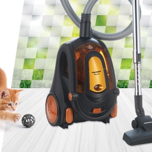 Aspirator fara sac Heinner HVC-V800BK, Putere 800W, Putere absorbtie >180W, Capacitate recipient 2.2L, Tija telescopica din metal, Accesorii 2 in 1, Perie canapea, Negru/Orange - Img 3