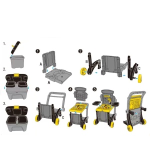 Banc de lucru jucarie Rovo 928, cu unelte si accesorii, 45 piese - Img 6