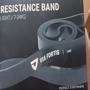 Banda elastica lunga VIA FORTIS, Ultra Light, de rezistenta, premium, ghid de exerciti, geanta depozitare, pentru fitness, antrenament, Negru, 7-24 Kg, Resigilat, Grad A - Img 6