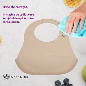 Baveta din silicon, AppeKids - Bubble Beige - Img 3