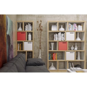 Biblioteca Berlin, MDF, alb/natur, 70 x 198 x 34 cm