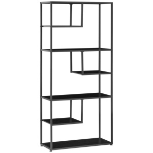 Biblioteca cu 7 nivele Re-Bloom, PAL/otel, negru, 83 x 34 x 180 cm, Resigilat, Grad A