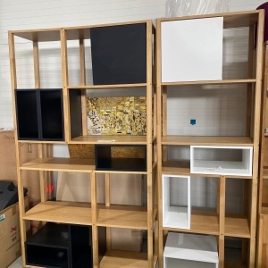 Biblioteca Insar by Otto cu 5 cuburi, lemn, natur/negru, 115 x 38 x 200 cm - Img 9