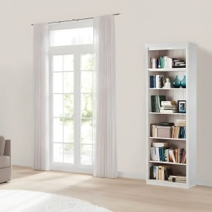 Biblioteca Lillehammer, lemn masiv de pin, alb, 74 x 223 x 37 cm