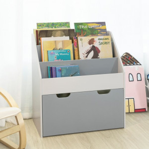 Biblioteca pentru copii Windover, lemn, alba/gri, 70 x 63 x 30 cm - Img 2
