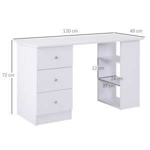 Birou cu sertare si rafturi Re-Bloom, MDF/metal, alb, 120 x 49 x 72 cm, Resigilat, Grad A - Img 3