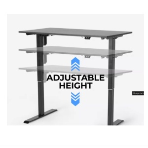 Birou Electric Standwalk, Reglabil pe inaltime, Alimentare prin cablu 24W, Cadru solid din otel, Blat din lemn cu finisaj melaminat 1.8 cm, Rezistent la zgarieturi, 120x60cm, Negru - Img 5