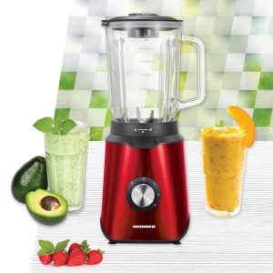 Blender de masa Heinner HBL-1000RED, 1000W, Bol sticla 1.5L, 3 viteze+Pulse, 6 lame detasabile din inox, Rosu - Img 2