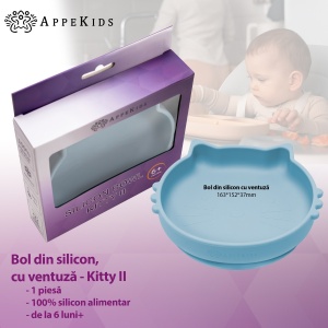 Bol din silicon, AppeKids, Kitty II - Aqua Blue - Img 2