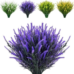 Cumpara Buchet de lavanda Jewlri, plastic, verde/violet, 10 fire, 40 cm de la Chilipirul-zilei în rate, cu cardul sau plata la livrare!