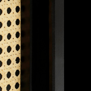 Bufet Jolene, lemn masiv/ ratan, negru/bej, 170 x 38 x 90 cm - Img 4
