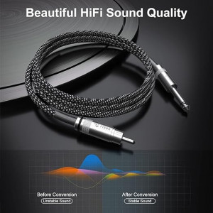 Cablu audio, FIBBR RCA, cupru/nailon, negru/gri, 6FT/5M