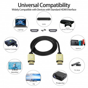 Cablu HDMI 2.1 Qianrenon, PVC/metal, negru/auriu, 150 cm, 8K
